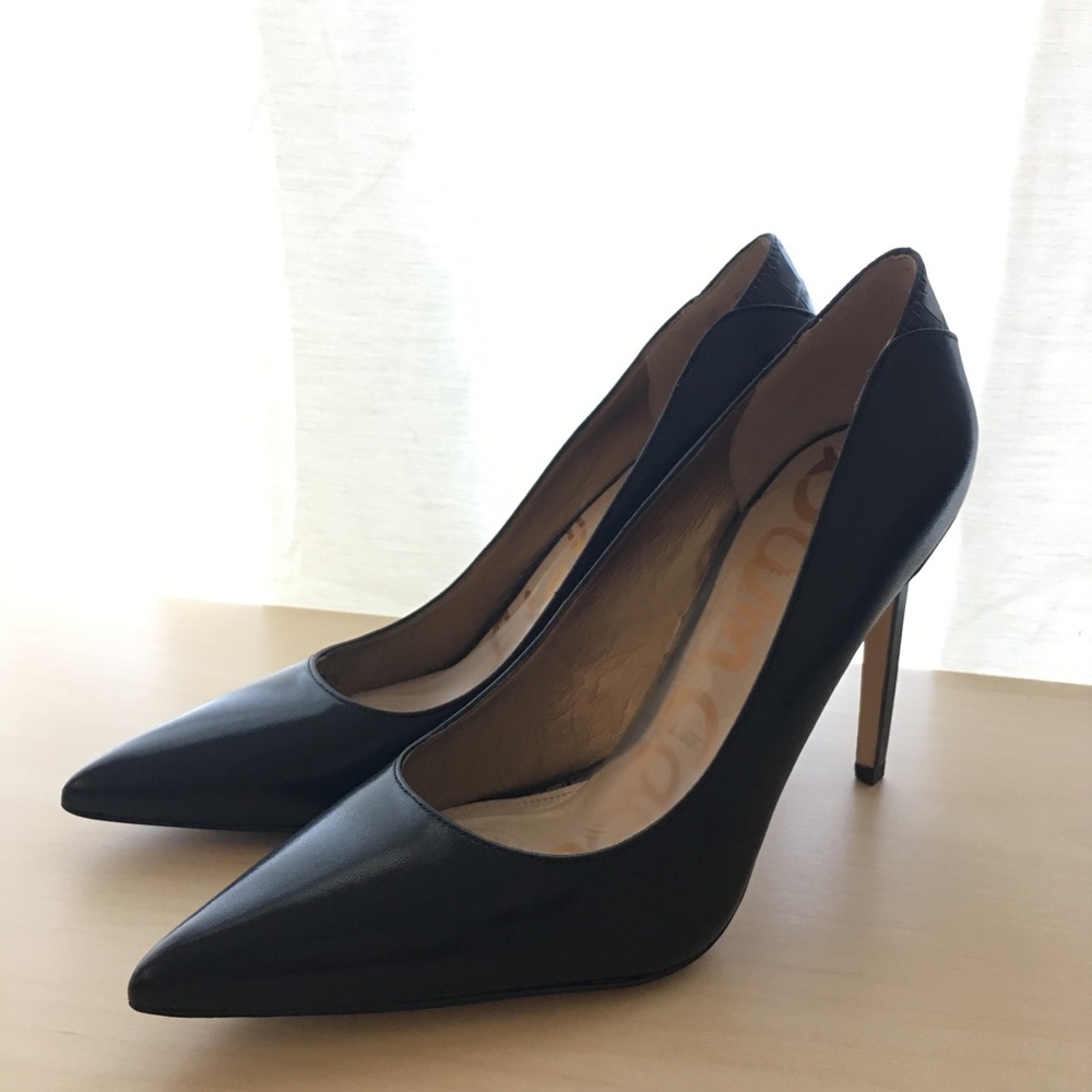 Sam Edelman Black Pointy Leather Heels US 8.5